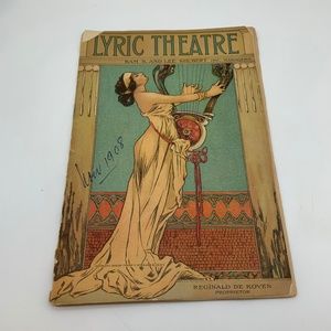 Antique 1908 Lyric Theatre Program Booklet Featuring Reginald De Koven